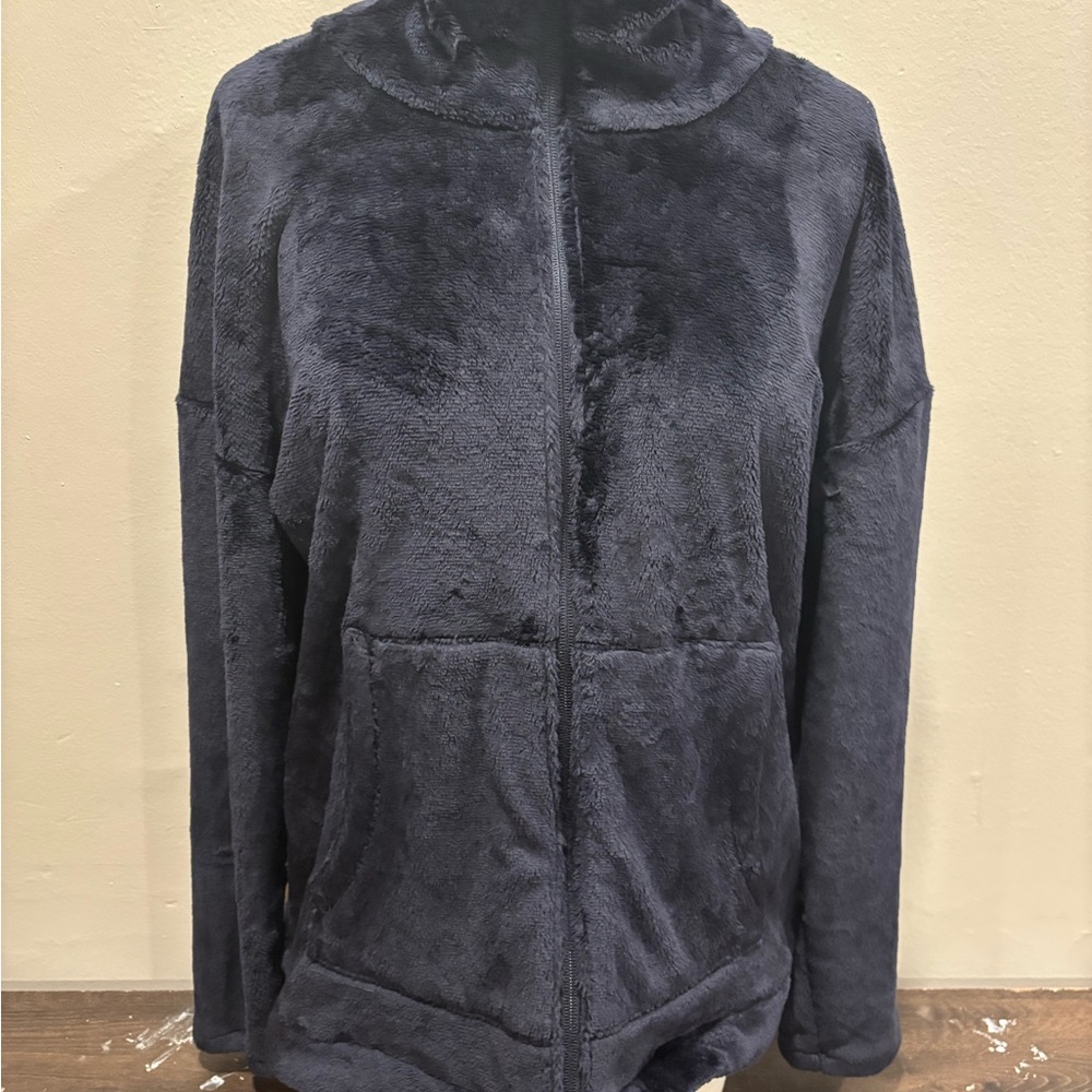 Talbots Gray Teddy Jacket Plush Cozy Fleece